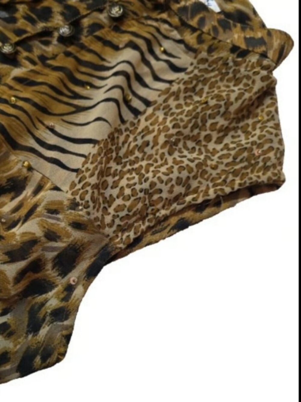 Vintage Rene Derhy Womens Size Small Top Tank Shirt Animal Print Leopard Cheetah